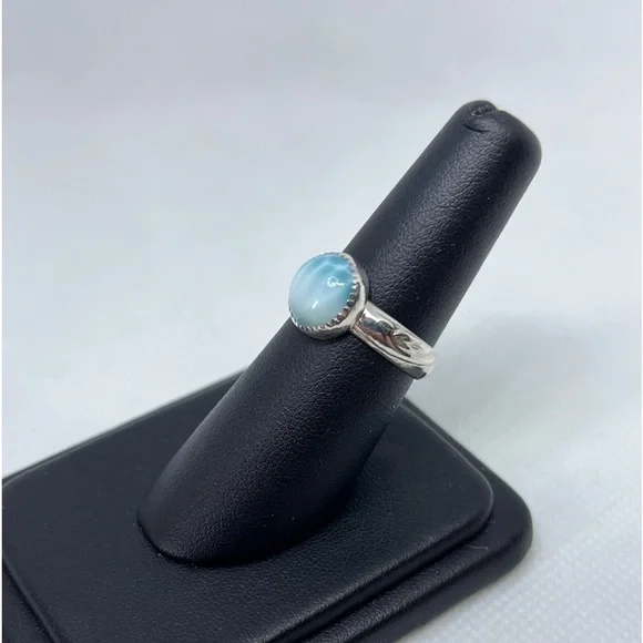 4Ct Larimar Ring Handmade - Picture 3 of 5